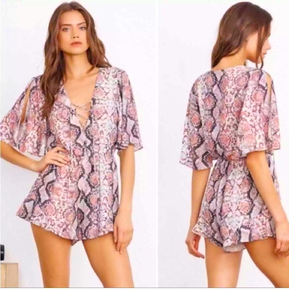 Lovers + Friends Epiphany Snake Print Romper